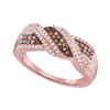 Image 1 : Womens Round Brown Diamond Crossover Band Ring 3/8 Cttw 10kt Rose Gold - REF-27X9A