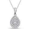 Image 1 : Womens Round Diamond Teardrop Cluster Pendant 1/8 Cttw 10kt White Gold - REF-10K5Y