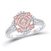 Image 1 : Womens Round Diamond Offset Square Ring 1/3 Cttw 10kt Two-tone Gold - REF-27X9A