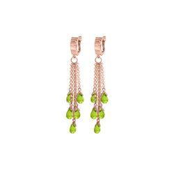 Genuine 7.3 ctw Peridot Earrings 14KT Rose Gold - REF-62X3M