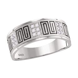 Mens Round Diamond Wedding Band Ring 1/4 Cttw 14kt White Gold - REF-54F5W