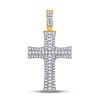Image 1 : Mens Round Diamond Cross Charm Pendant 3/4 Cttw 14kt Yellow Gold - REF-62R5X