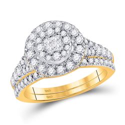 Princess Diamond Bridal Wedding Ring Band Set 1 Cttw 14kt Yellow Gold - REF-85N9F