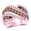 Image 1 : Womens Round Brown Diamond Crossover Band Ring 1-1/2 Cttw 14kt Rose Gold - REF-82F9W