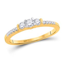 Womens Round Diamond 3-stone Promise Ring 1/3 Cttw 10kt Yellow Gold - REF-26R9X