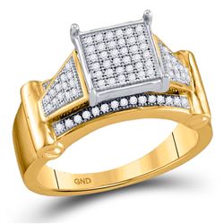 Womens Round Diamond Elevated Square Cluster Ring 1/4 Cttw 10kt Yellow Gold - REF-24N5F