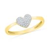 Image 1 : Womens Round Diamond Heart Cluster Ring 1/10 Cttw 10kt Yellow Gold - REF-12H5R