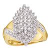 Image 1 : Womens Round Diamond Marquise-shape Cluster Ring 1 Cttw 10kt Yellow Gold - REF-49M9H