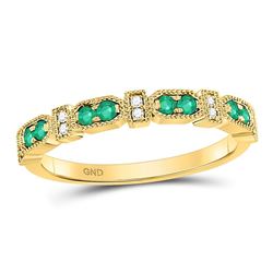 Womens Round Emerald Stackable Band Ring 1/4 Cttw 10kt Yellow Gold - REF-14X9A