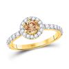 Image 1 : Round Brown Diamond Solitaire Bridal Wedding Engagement Ring 1 Cttw 14kt Yellow Gold - REF-71K9Y