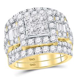 Princess Diamond Bridal Wedding Ring Band Set 4-1/2 Cttw 14kt Yellow Gold - REF-318Y5N