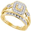 Image 1 : Diamond Round Bridal Wedding Ring Band Set 1/3 Cttw 10kt Yellow Gold - REF-35W5K