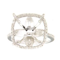 0.29 CTW Diamond Semi Mount Ring 14K White Gold - REF-49F2N