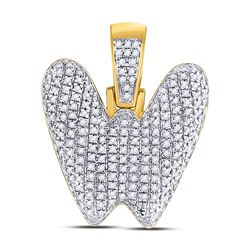 Mens Round Diamond Bubble W Letter Charm Pendant 1/2 Cttw 10kt Yellow Gold - REF-28N5F