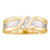 Image 1 : Mens Princess Diamond Single Row Two-tone Wedding Band Ring 1/6 Cttw 14kt Yellow Gold - REF-37X5A