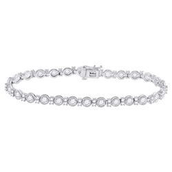 Womens Round Diamond Statement Tennis Bracelet 4 Cttw 14kt White Gold - REF-285N5F