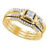Image 1 : Princess Diamond Bridal Wedding Ring Band Set 1/4 Cttw 10kt Yellow Gold - REF-33Y9N