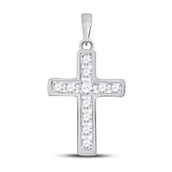 Womens Round Diamond Cross Pendant 1/2 Cttw 14kt White Gold - REF-32K5Y