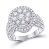Image 1 : Womens Round Diamond Right Hand Halo Cluster Ring 1-1/2 Cttw 14kt White Gold - REF-120H5R