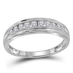 Womens Round Diamond Single Row Band Ring 1/4 Cttw 10kt White Gold - REF-18F9W