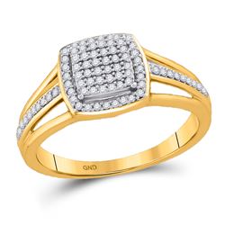 Womens Round Diamond Square Cluster Ring 1/4 Cttw 10kt Yellow Gold - REF-19Y5N