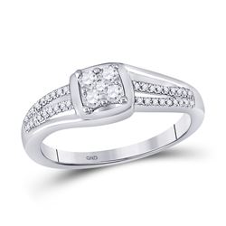 Womens Round Diamond Cluster Ring 1/4 Cttw 10kt White Gold - REF-23N5F