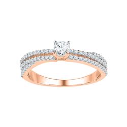 Round Diamond Solitaire Bridal Wedding Engagement Ring 1/2 Cttw 10kt Rose Gold - REF-34F5W