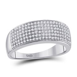 Mens Round Diamond Wedding Pave Band Ring 1/2 Cttw 10kt White Gold - REF-32F5W