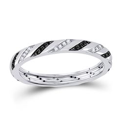 Womens Round Black Color Enhanced Diamond Eternity Ring 1/5 Cttw 10kt White Gold - REF-16W9K