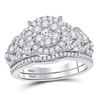 Image 1 : Round Diamond Bridal Wedding Ring Band Set 1 Cttw Size 8 14kt White Gold - REF-93N9F