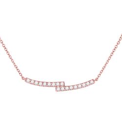 Womens Round Diamond Curved Bypass Bar Necklace 1/2 Cttw 14kt Rose Gold - REF-41F5W