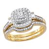 Image 1 : Princess Diamond Bridal Wedding Ring Band Set 1/2 Cttw 14kt Yellow Gold - REF-61N9F