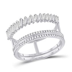 Womens Baguette Round Diamond Modern Negative Space Ring 5/8 Cttw 14kt White Gold - REF-54K5Y