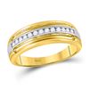 Image 1 : Mens Round Diamond Single Row Band Ring 1/4 Cttw 10kt Yellow Gold - REF-28K9Y