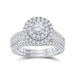 Round Diamond Bridal Wedding Ring Band Set 1 Cttw 14kt Two-tone Gold - REF-137Y9N