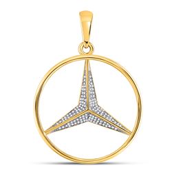 Mens Round Diamond Mercedes Charm Pendant 1/3 Cttw 10kt Yellow Gold - REF-31X5A