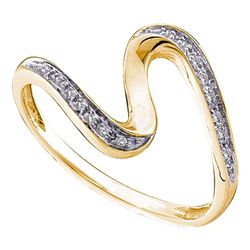 Womens Round Diamond S Curve Band Ring 1/20 Cttw 14kt Yellow Gold - REF-10R9X