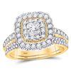 Image 1 : Princess Diamond Bridal Wedding Ring Band Set 1 Cttw 14kt Yellow Gold - REF-109W5K