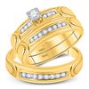 Image 1 : His Hers Round Diamond Solitaire Matching Wedding Set 1/4 Cttw 10kt Yellow Gold - REF-35K5Y