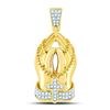 Image 1 : Mens Round Diamond Praying Hands Rosary Charm Pendant 1/4 Cttw 10kt Yellow Gold - REF-27K9Y