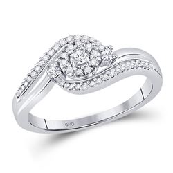 Womens Round Diamond Cluster Promise Ring 1/5 Cttw 10kt White Gold - REF-16X9A