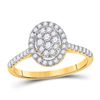 Image 1 : Round Diamond Cluster Bridal Wedding Engagement Ring 1/2 Cttw 10kt Yellow Gold - REF-37M5H
