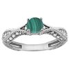 Image 1 : 1.61 CTW Malachite & Diamond Ring 14K White Gold - REF-67W9F