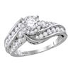 Image 1 : Round Diamond Solitaire Bridal Wedding Engagement Ring 1-1/2 Cttw 14kt White Gold - REF-155K5Y