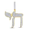 Image 1 : Mens Round Diamond Jewish Hebrew Chai Charm Pendant 3/4 Cttw 10kt Yellow Gold - REF-36K9Y