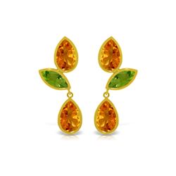 Genuine 13.6 ctw Citrine & Peridot Earrings 14KT Yellow Gold - REF-62T4A