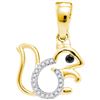 Image 1 : Womens Round Diamond Squirrel Critter Pendant 1/20 Cttw 10kt Yellow Gold - REF-7H5R