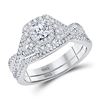 Image 1 : Round Diamond Bridal Wedding Ring Band Set 3/4 Cttw 14kt White Gold - REF-85M9H