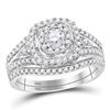 Image 1 : Round Diamond Bridal Wedding Ring Band Set 3/4 Cttw 14kt White Gold - REF-71W5K