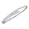 Image 1 : Womens Round Diamond Graduated Bangle Bracelet 1 Cttw 14kt White Gold - REF-120K5Y